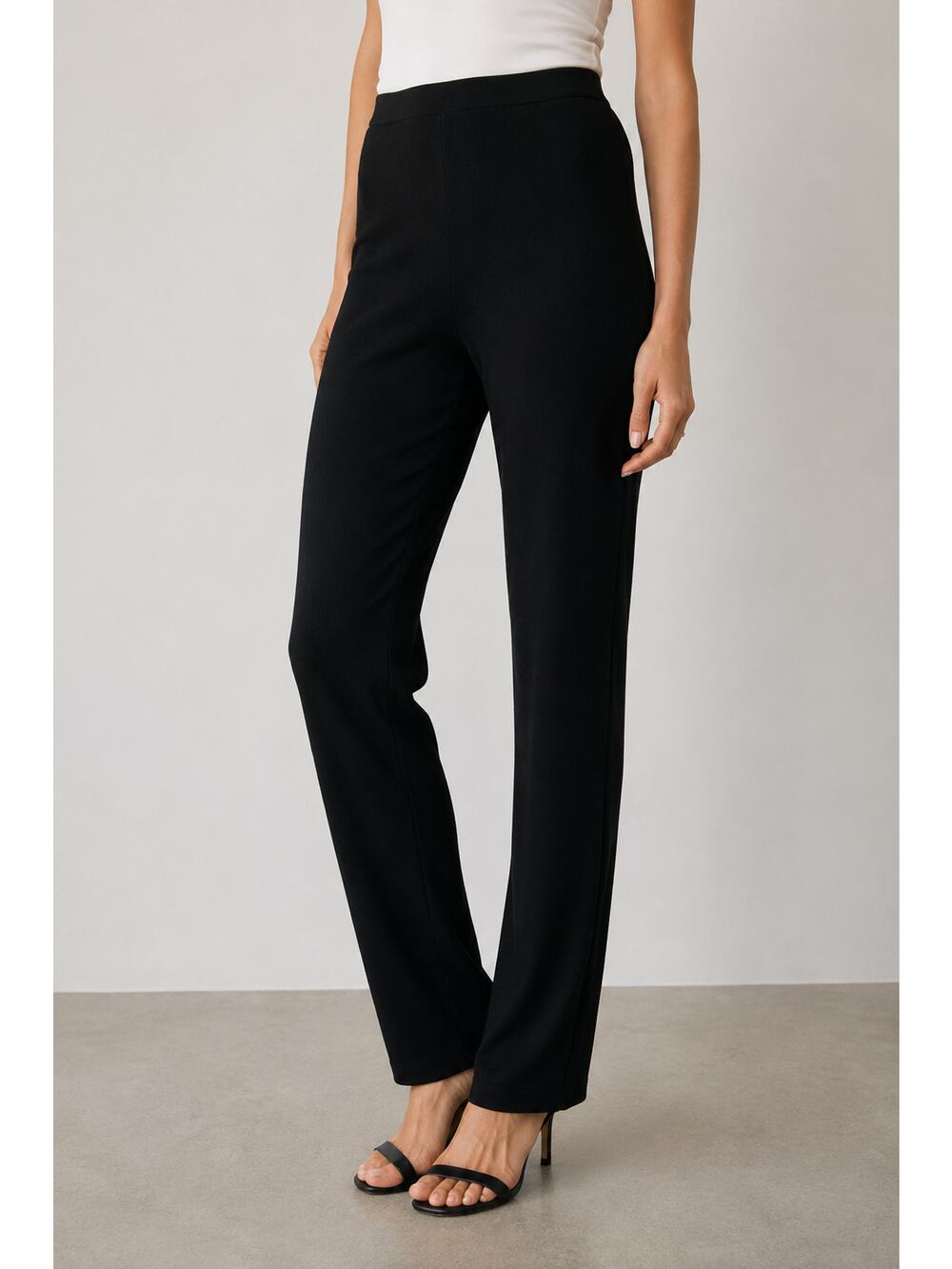 Vintage Misook Black Knit Pull-On Pants Minimalist Straight Leg Career Capsule-M